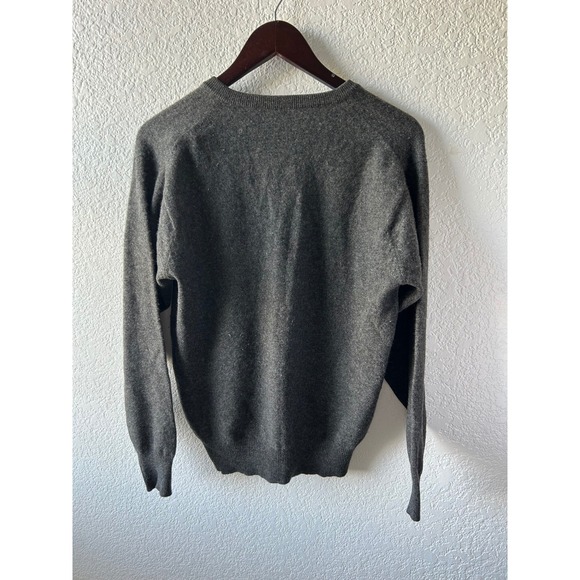 Mens V Neck 100% Cashmere Sweater Dark Gray Size M Casual Classic Preppy - Picture 4 of 7